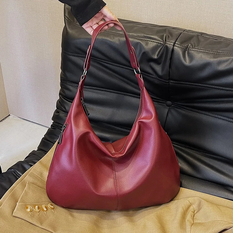 Fashion Versatile Underarm Dumpling Bag Womens High-end Sense Splicing Niche Soft Leather Bag Portable Tote Bag 250210