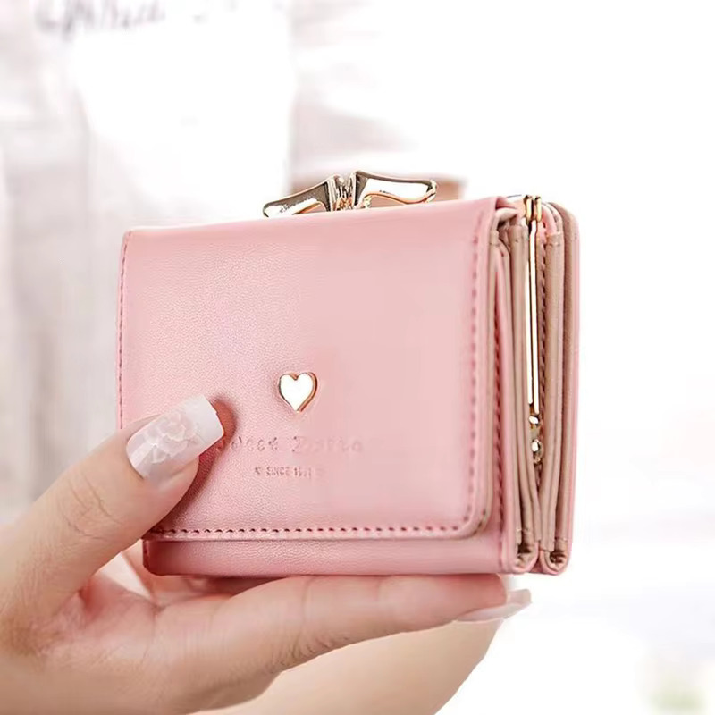 Small Women loving heart Short Women's Wallet Card Holder Girls Mini Woman Fashion Lady Coin Purse for Female Clutch Bag swissmilitary