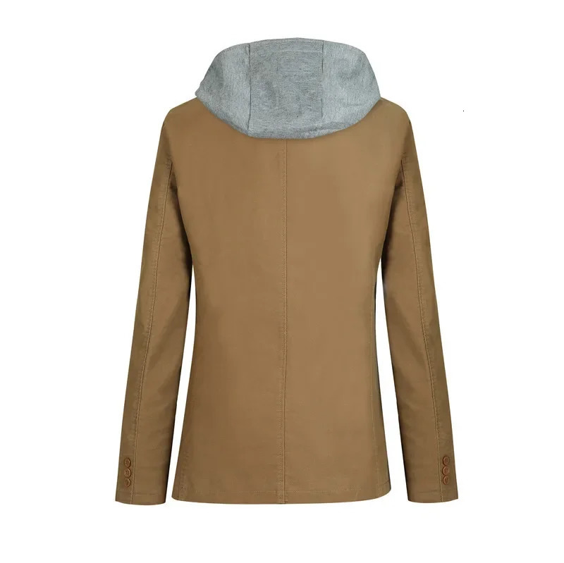 Plus Size M6XL Casual Blazer Men Two Pieces Detachable Hood Blazer Full Sleeve Single Breasted Two Buttons Suit FS150 250210