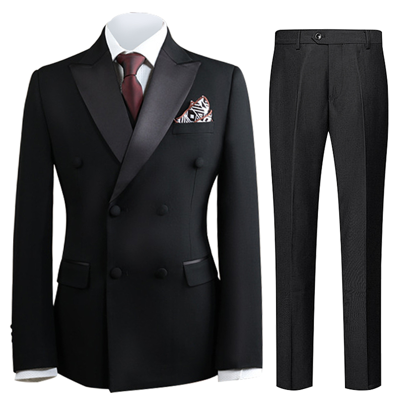Modern Lapel Collar Men's Suit 3 Pieces Blazer Pants Double Breasted Business Formal Work Wear Wedding Groom Customized Homme