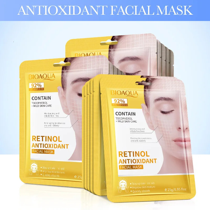15pcs BIOAQUA Retinol Collagen Firming Facial Masks Hydrating Brightening Moisturizing Face Mask Facial Skin Care Products 250113