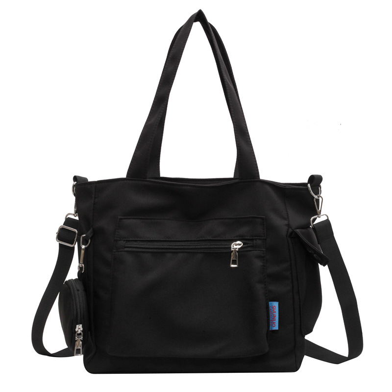 Cross-border 2025 new solid color canvas bag female student Tote bag Large capacity hand bill shoulder crossbody bag Hot