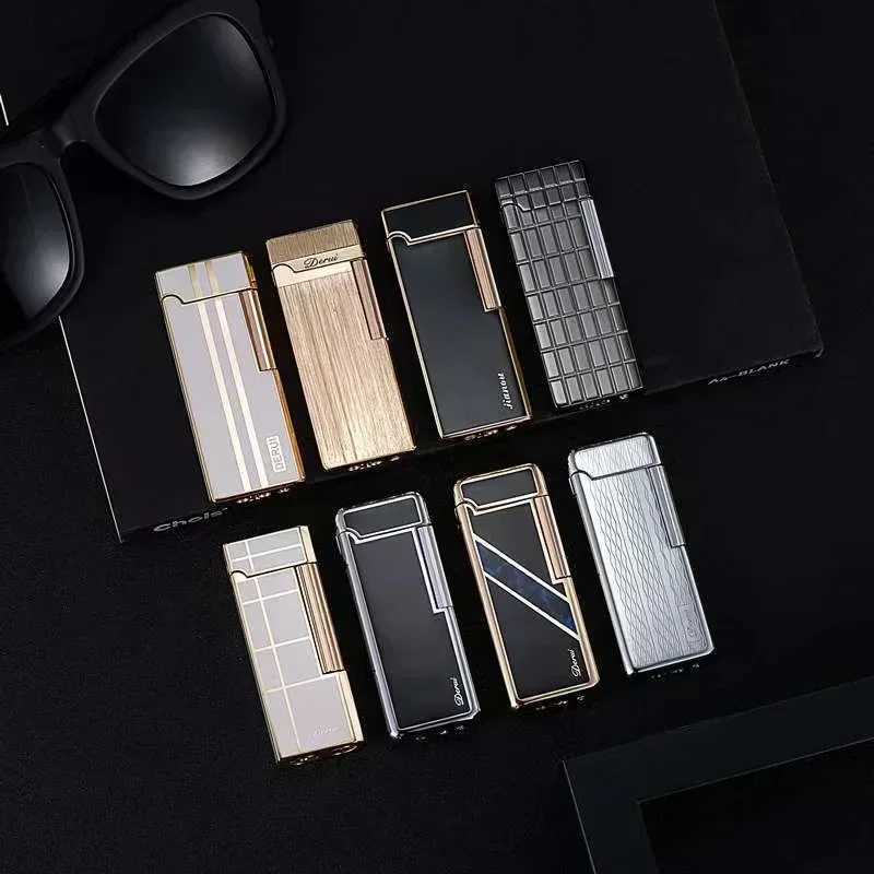 Derui Gift Box Gas Lighter Cpact Jet Butane Cold Metal Cigar Lighter Grinding Wheel Pipe Cigarette Accessories Y250210