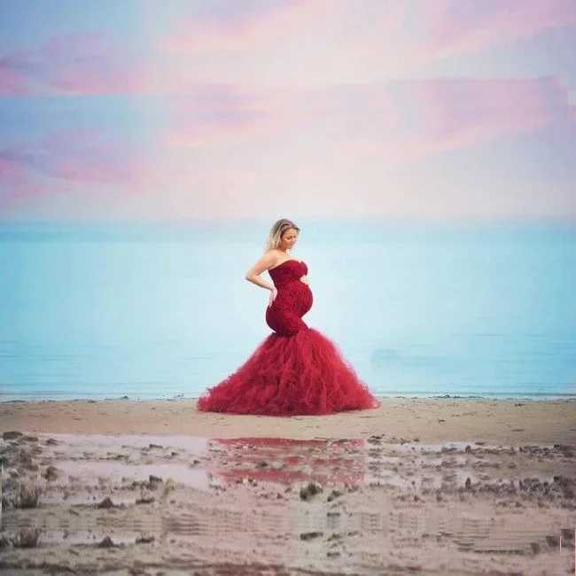 Maternity Dresses Maternitys Short Sleeve Gown Lace Maxi Dress Pregnant Women Clothes Photography Pregnancy for Photo Sh H250212RNJ4