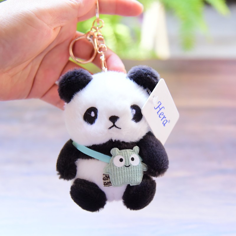 Adorable Plush Panda Keychain Cartoon Doll Couples Accessory for Bags