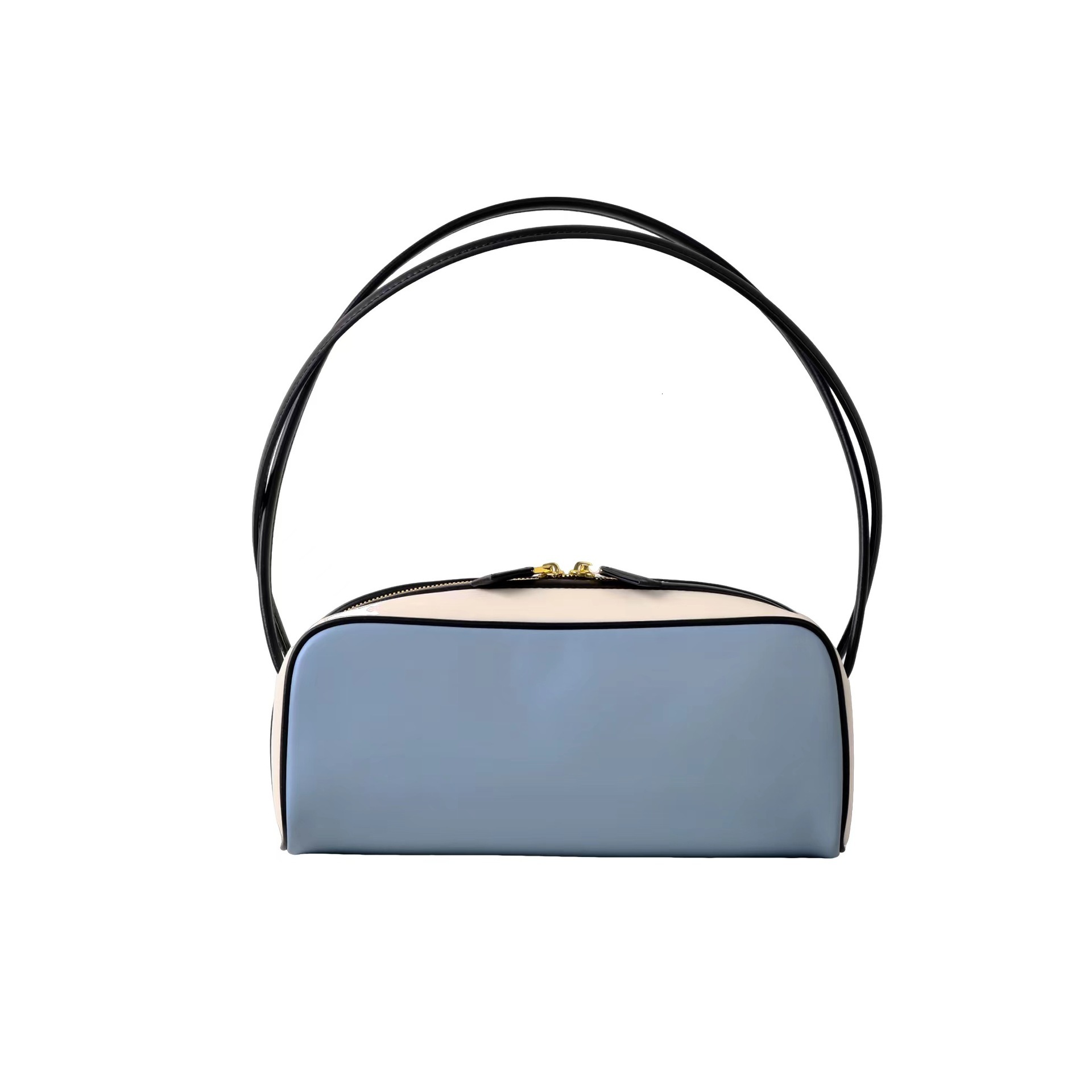 Bag 2025 Spring New Leather Handheld Bowling For Women, Super Hot, Color Contrasting, High Grade, Single Shoulder Commuter Underarm Bag