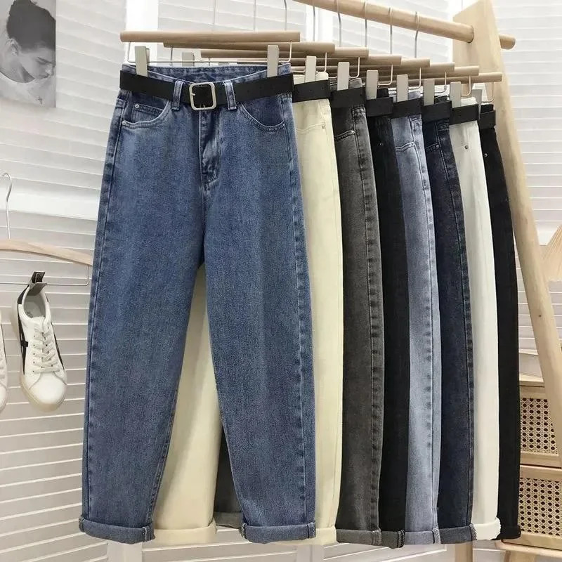 Spring Autumn Korean Style Petite StraightLeg Jeans HighWaisted Slimming Womens Clothing Harelot Slim Fit Denim Pants Z260313