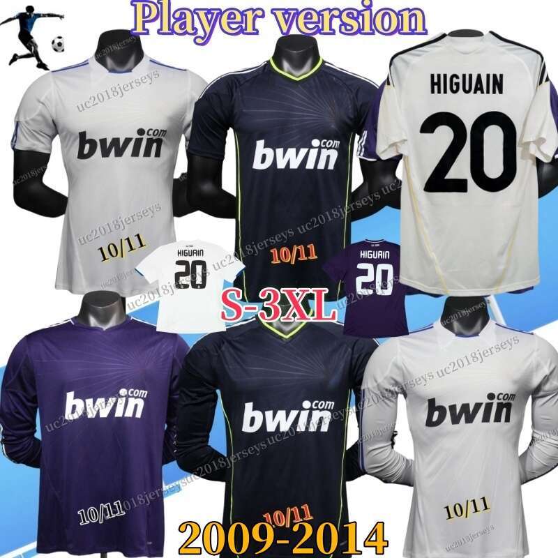 Player version 09 10 11 12 13 RAUL Real Retro Soccer Jerseys BENZEMA Marcelo Guti SERGIO RAMOS KAKA HIGUAIN Vintage Football Shirt away long sleeves S-3XL