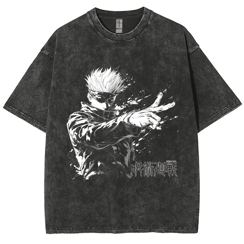 Anime Jujutsu Kaisen Gojo Satoru T Shirts Washed Men Women Cotton Harajuku TShirts Ryomen Skirts Retro for Tops Tees 250210