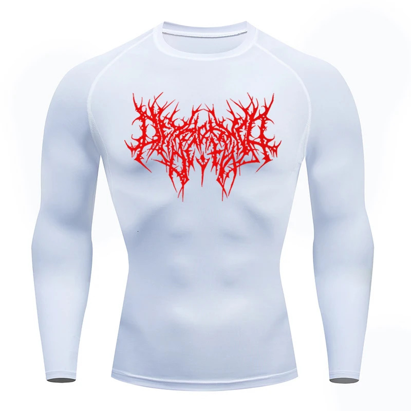 Y2K GYM Compression Tshirts Sport Workout Thorn Print T-shirts Mens Running Fitness Tight Summer Sportswear Top Tee 250211