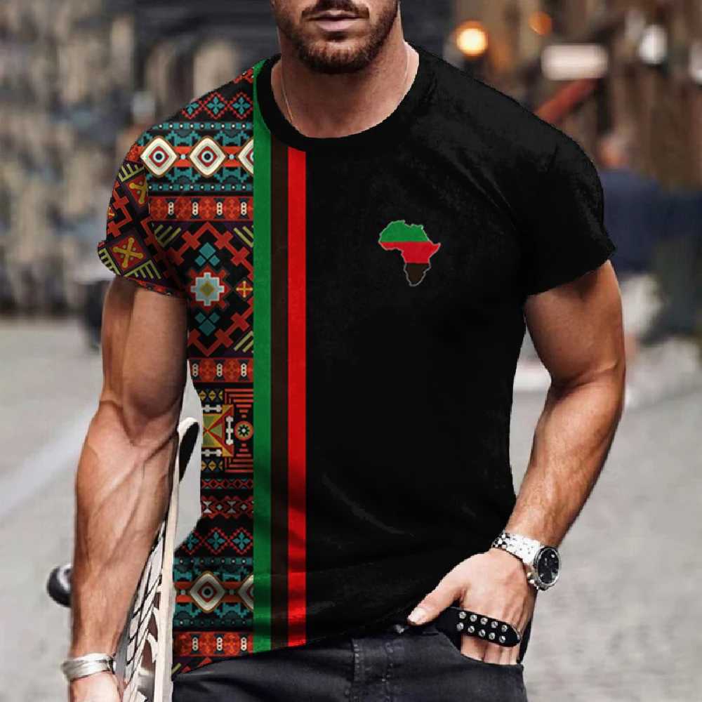 Mens T Shirt Ethnic Tribal Dashiki T-Shirts African Patterns 3D Print Men Short Sleeve 0 Neck Harajuku Y2k Tees Tops ClothingXJ250211