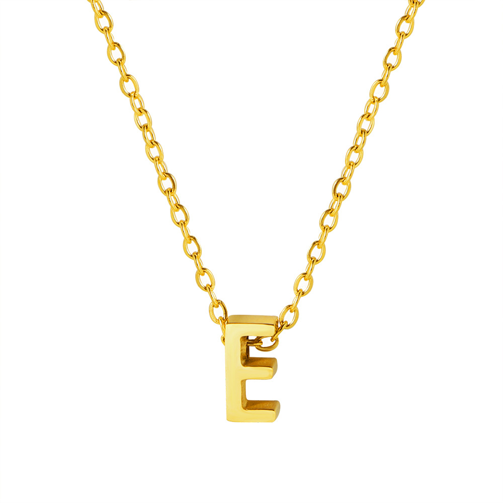 Elegant 18K Real Gold Plated Stainless Steel Capital Letter Pendant Necklace for Women Ladies Exquisite Necklace Jewelry Gift for Valentine's Wed