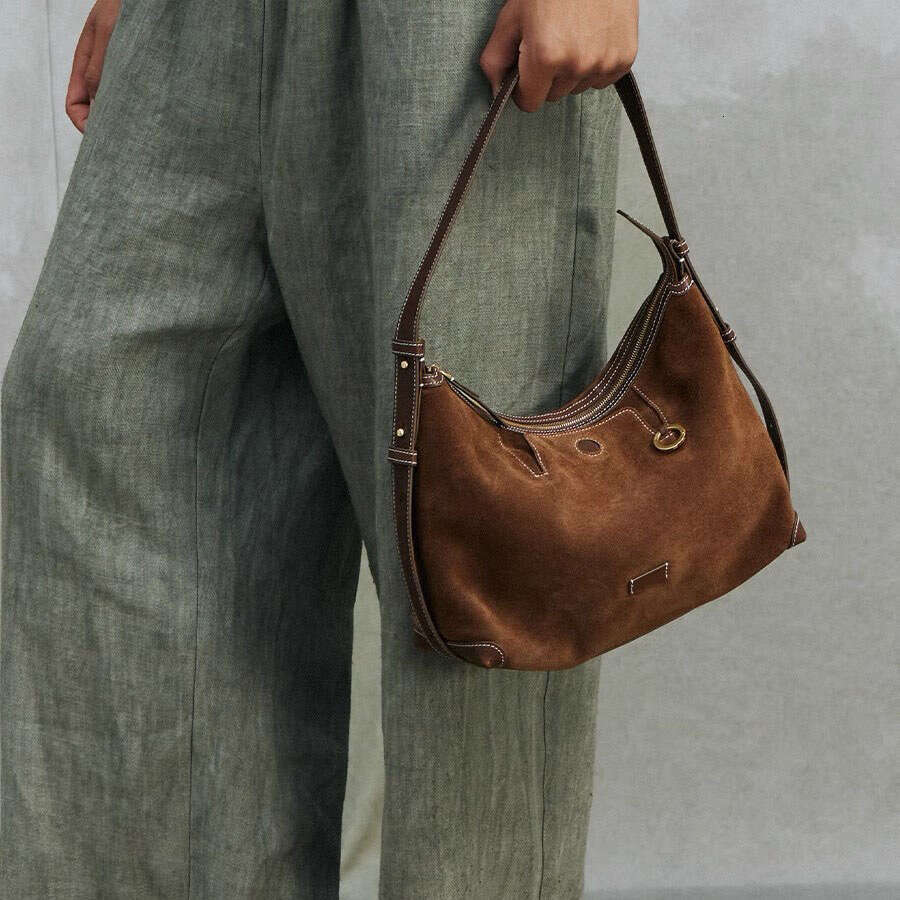 Bags New Autumn/Winter Shallow Hobo Genuine Leather Underarm Women's Dumpling Bag, Commuting Fashion Handheld Crossbody Bag