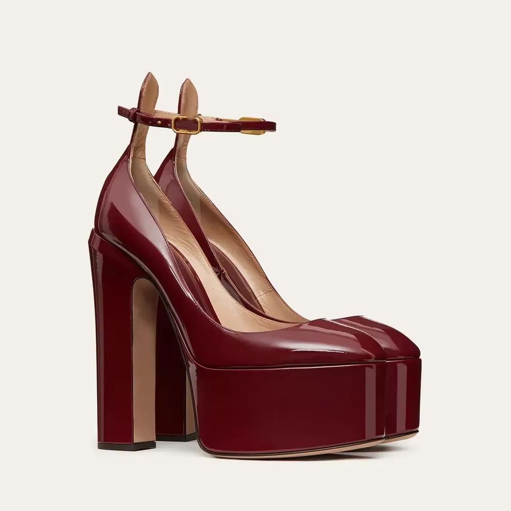 2024New Brand Women's Super High Heel Fashion Thick Sole Leather Bridal Wedding Party Shoes Women Summer