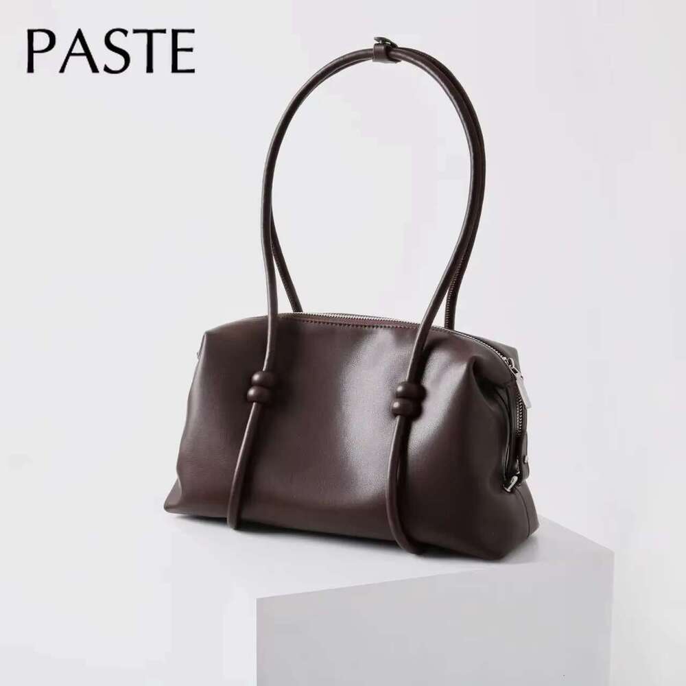 Vintage Simple Long-Handle Easy To Wear Women Tote Wine Red Genuine Cow Leather Female Shoulder Bag Rope Strap Travel Handbag