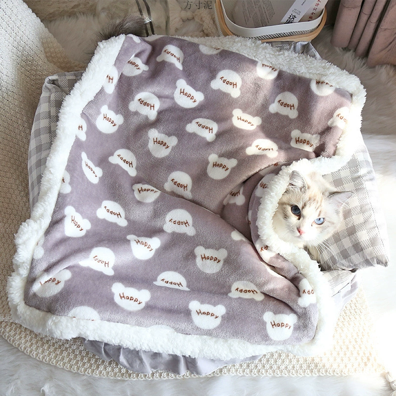Winter Warm Pet Blanket Double layer Thickened Velvet Dog Mat Cat Blanket Small Blanket Quilt