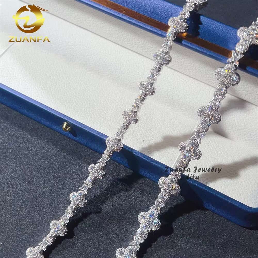 Iced Out Jewelry 10Mm 13Mm Sterg Sier GRA Certificate Dia Moissanite Cuban K Chain Cross Bracelet