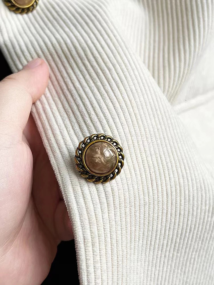 LANMREM Vintage Corduroy Womens Blazer Notched Collar Single Breasted Solid Color Loose Coat Fashion 2025 Spring 2AA4910 250210