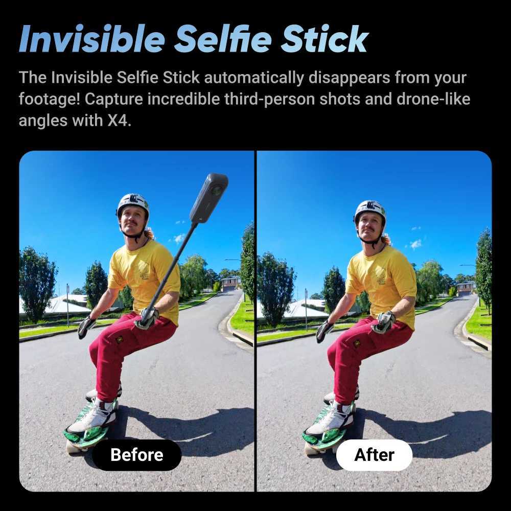 Insta360 X4 - 8K Waterproof 360 Action Camera 4K Wide-Angle Video Invisible Selfie Stick Removable Lens Guards 135 Min Last X250210