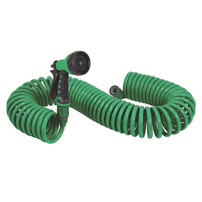 High-Quality 15 m Spiral Garden Hose Equipped with Multi-Purpose Nozzle for Optimal Landscaping Performance