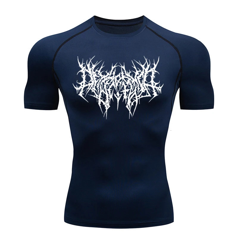 Y2K GYM Compression Tshirts Sport Workout Thorn Print T-shirts Mens Running Fitness Tight Summer Sportswear Top Tee 250211