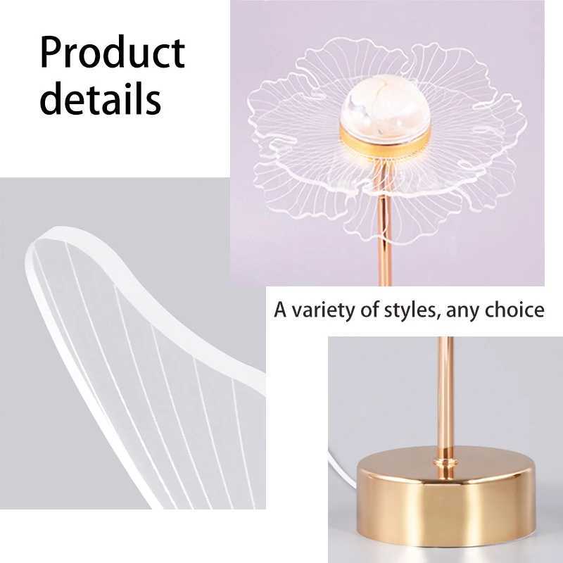 Table Lamp Retro Gold Acrylic Butterfly LED Desk Lamp Hotel Villa Art Decor LED Table Light Living Room Bedside LED Night Lights Z250211