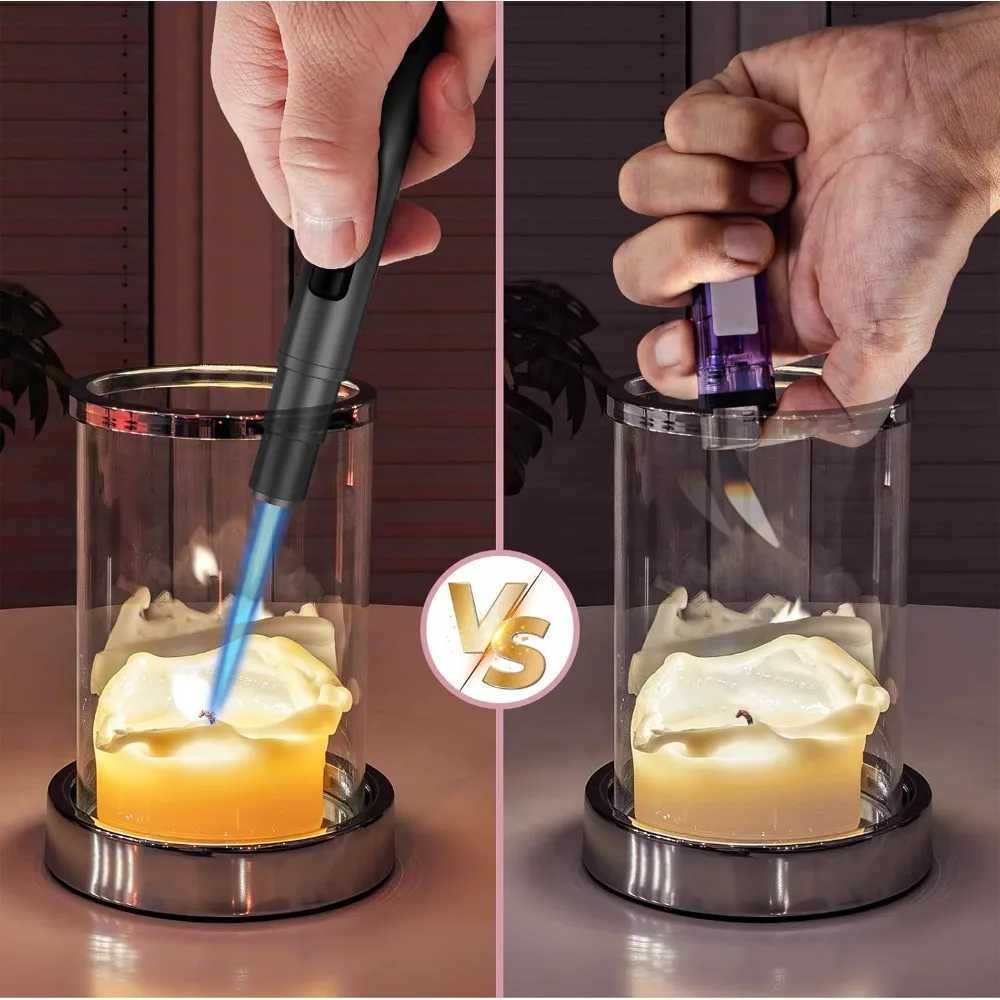 Lighter Windproof Adjustable Jet Flame Butane Refillable Torch Flame Lighter 2 Pack - Butane Not Included Y250210