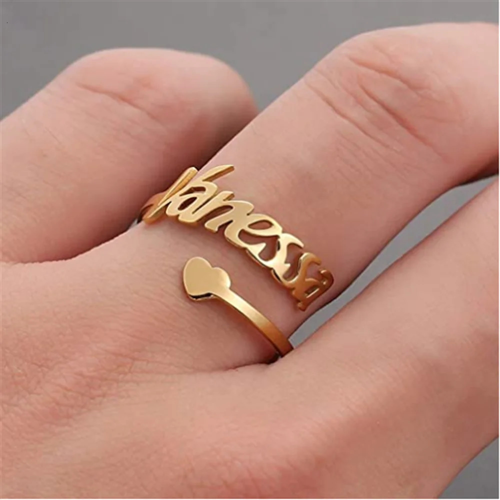 Custom Ring Men Personalized Adjustable Custom Names Heart Ring Stainless Steel Love Wedding Rings for Women Anniversary Jewelry 250110