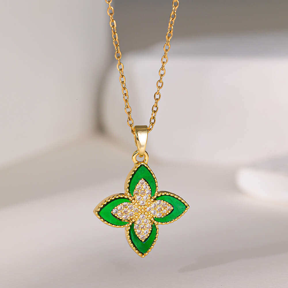 4 Clover Necklace For Women Luxury Designer jewelry 4/ Leaf necklace Copper Gold Plate Agate Diamond Fashion Charm Chain Wedding Gift Party Good Quali