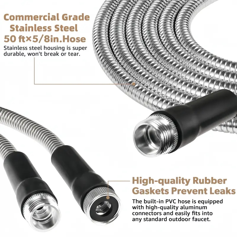 Sturdy American Standard Flexible Hose for Cars and Gardens Heavy Duty, Leak Free Design