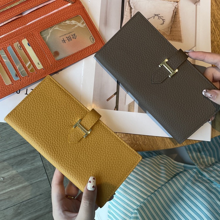Long women's 2025 new solid color large capacity multifunctional folding high-end leather phone wallet swissmilitary