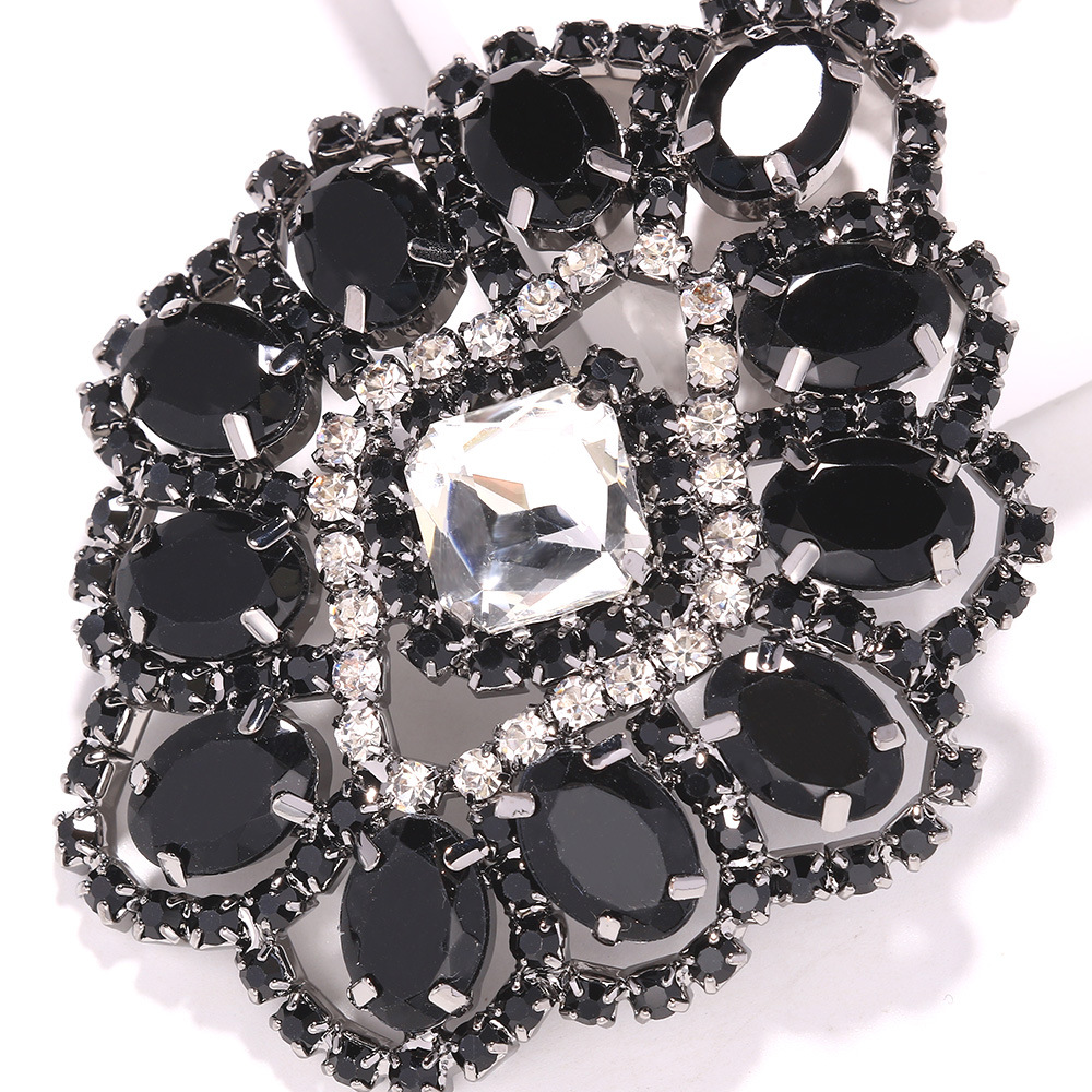 Women's Earrings 2PCS/LOT Black Color Exaggerated Earrings Rrhinestone Tassel Earrings Runway Accessories earrings