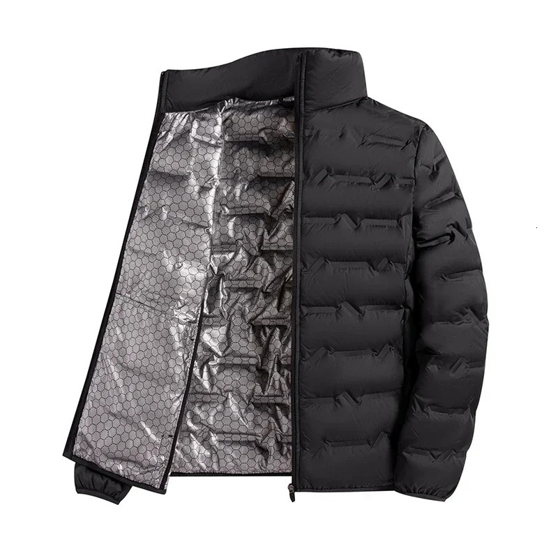 Winter White Down Jacket Men Graphene Selfheating Windproof Pleated Puffer Jackets Stand Collar Casual Warm Coats Male 250109Z