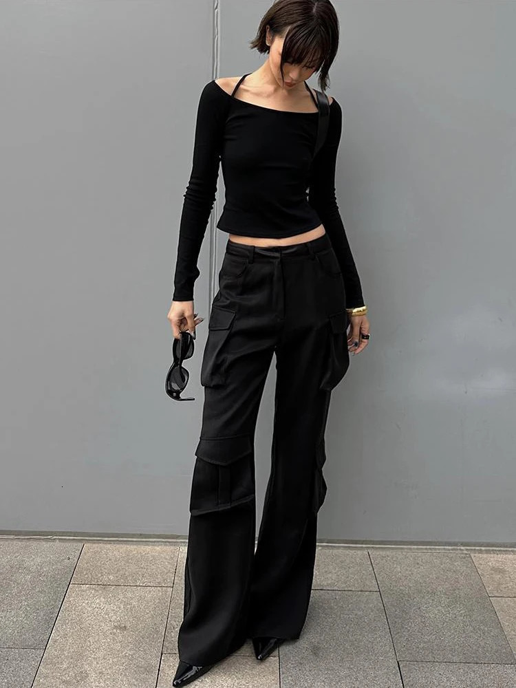 y2k Long Sleeve Black Retro Autumn Slim Tight EGirl Wearing Sleeves Base Clothes roupas 250114