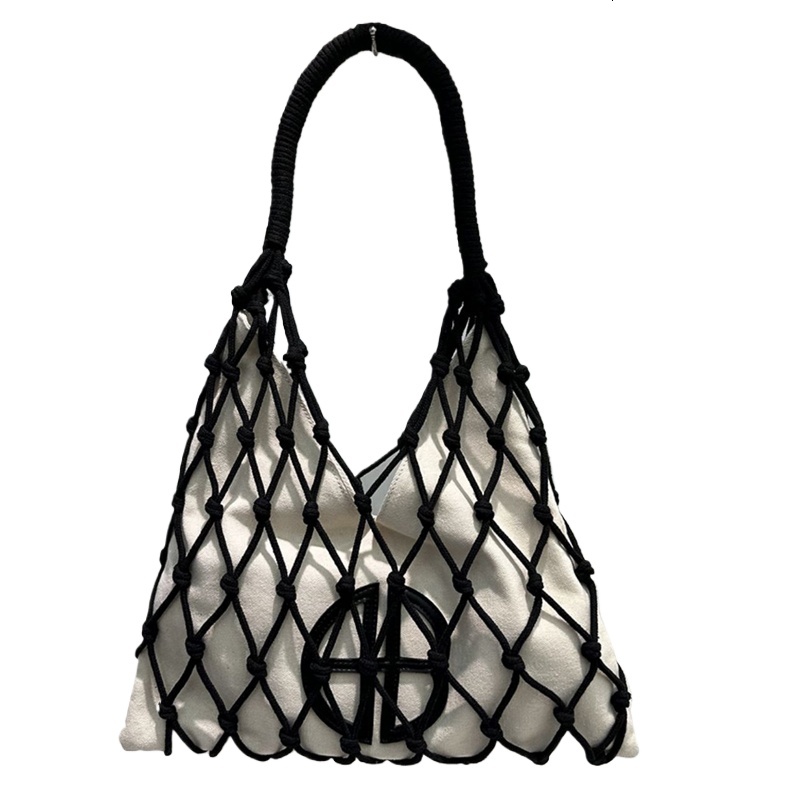 Hollow Out Bucket Mesh Handmade Weave Bags For Women Designer Handbags Purses new style New In Casual Vacation Beach Shoulder