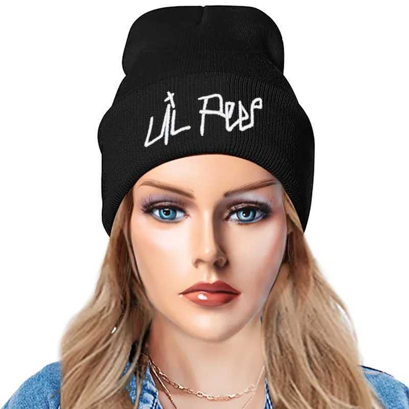 Warm Winter Hat Mens Bean Hat Lil Peep Embroidered Sklies Beanies Knitted Hat X250212