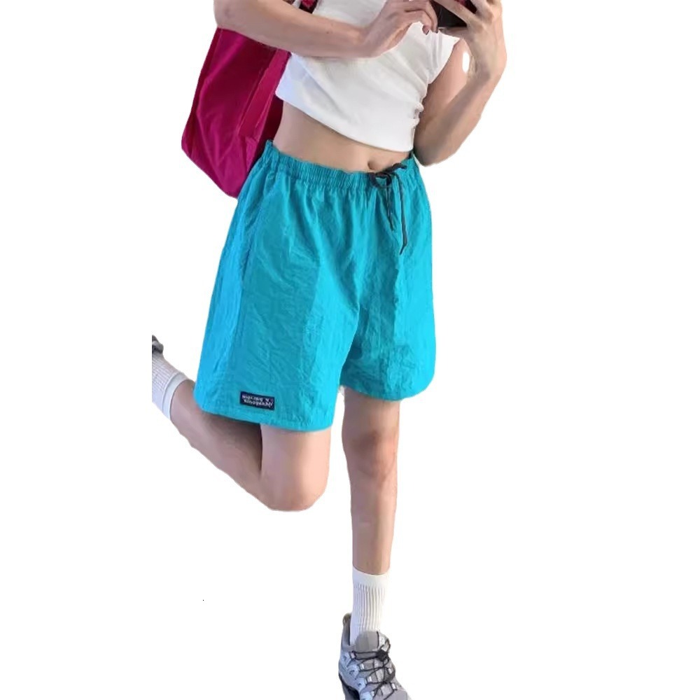 Dopamine Sports Casual Shorts Women's Summer Fashion Pink Quick Drying One-fifth Wide Leg Shorts Sexy Beach Pants