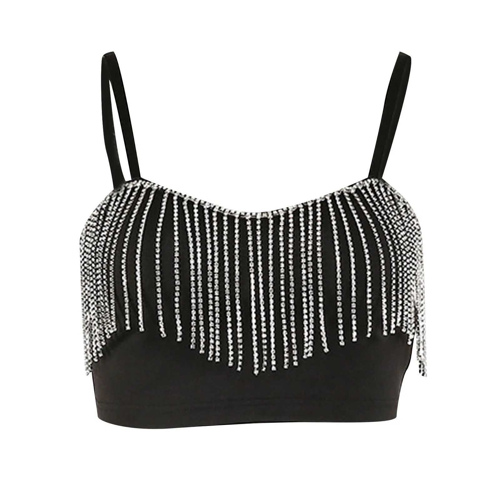 Crop Top Suspenders Womens Solid Color Splicing Bright Tassel Wrapped Chest Ropa De jer Ofertas Con EnvO GratisXJ250212