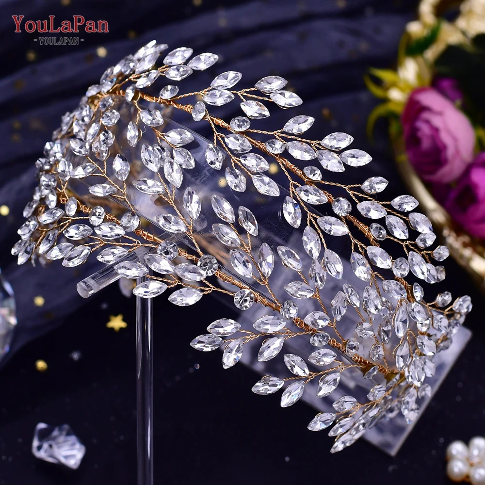 YouLaPan HP308 Rhinestones Headbands for Bride Handmade Bridal Tiara and Crown Wedding Hair Jewelry Accessories Headdress 250208