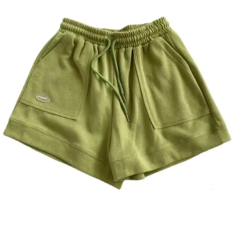 Spring And Summer Fashion Leisure Sports High Waist Straight Solid Color Wide Leg Shorts For Women5 Colors 250210