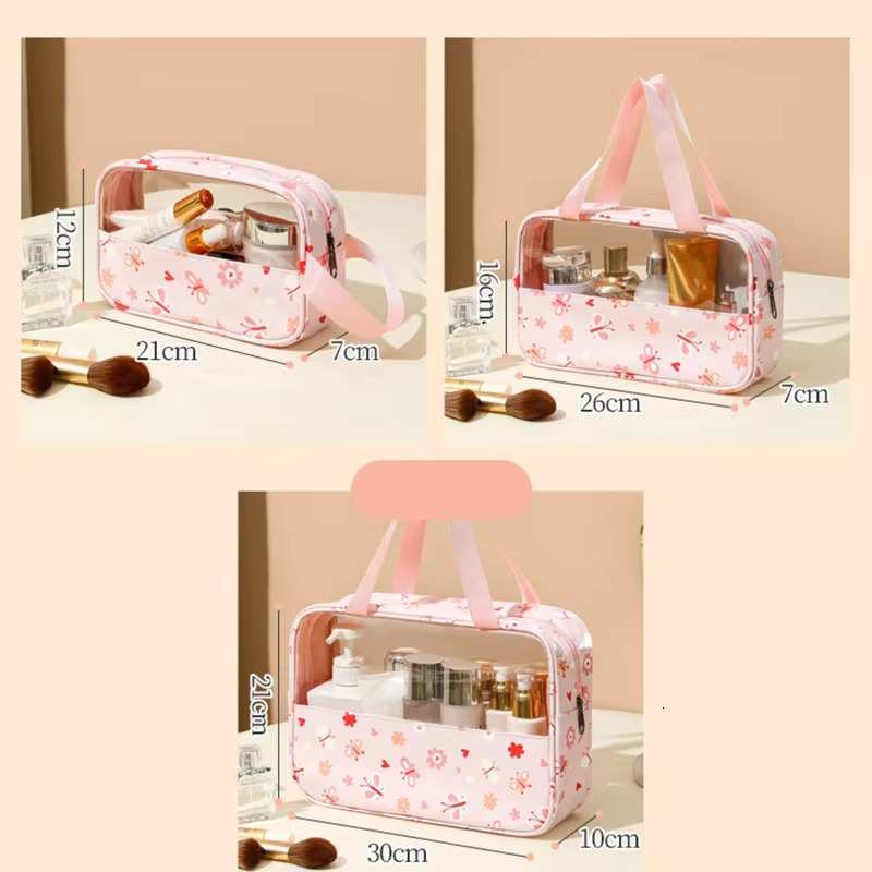 Portable Cosmetic Pouch Women Translucent Makeup Bag Large-Capacity Bath Wash Bags Multifunction Travel Waterproof Storage Case swissmilitary