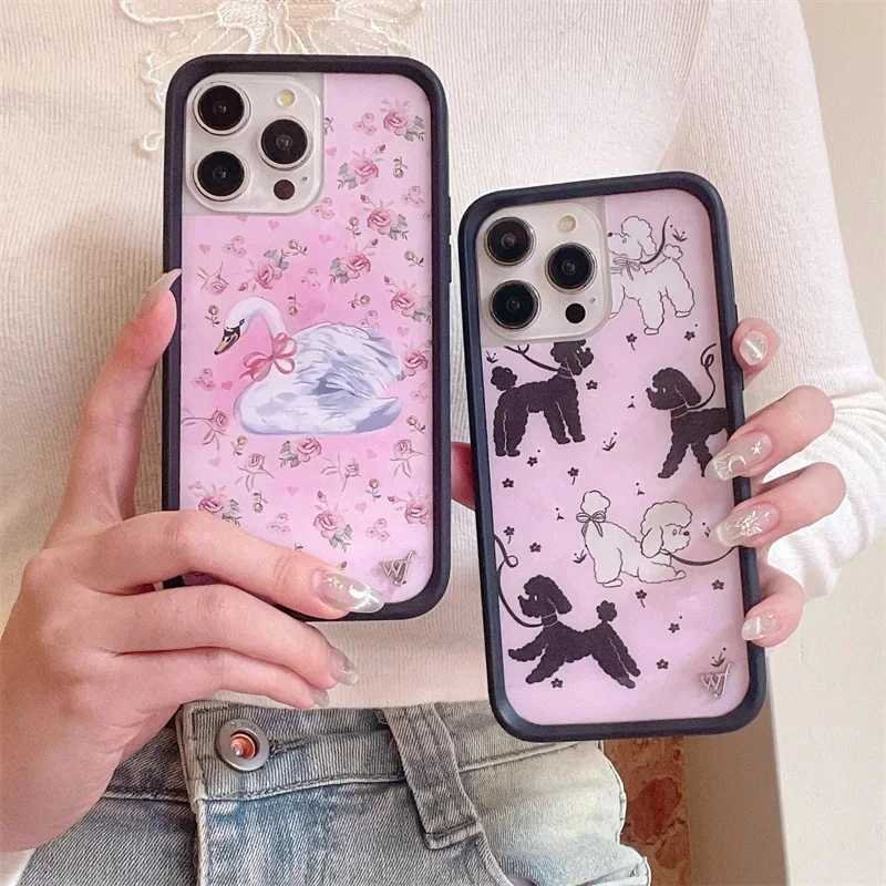 Fashion Wildflower Cartoon Swans Phone Case for iPhone 13 Pro 14 pro 15 Max 16 pro max 12 Cute Puppy WF Deer ry Protection Z250211