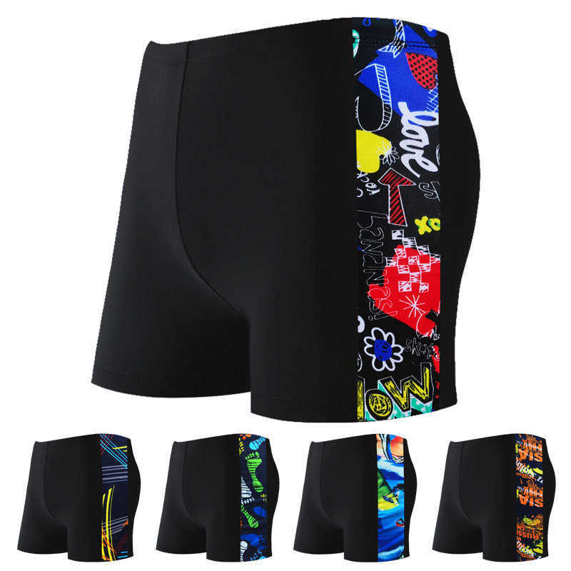 Tiger Run Hot Spring Swimming Pants Mens Printed Slim Fit Lace up High Elastic Loose Sport Plus Fat Swimming Pants W250212