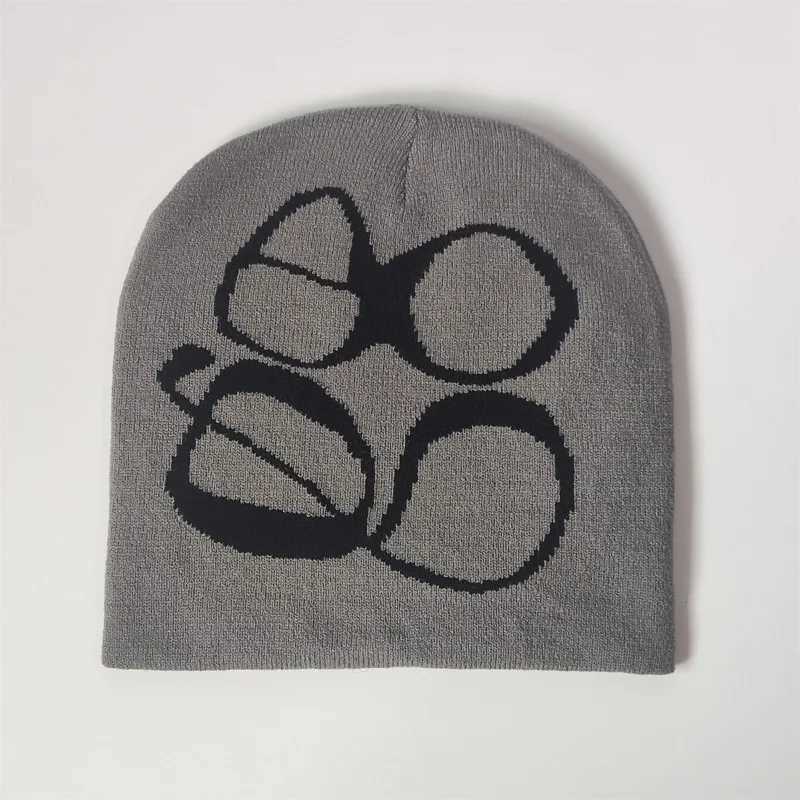 Fashion Print Y2K Knitted Hat Winter Warm Beanies Hats Sklies Beanie Cargo Cap Men And Women Outdoor Hats X250212