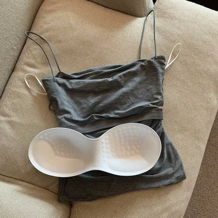 Women Sveless Tanks Tops Underwear Slim Camisole Sexy Short Top Padded Bralette Thin Straps Plain Retro Bury Korean StyleXJ250212