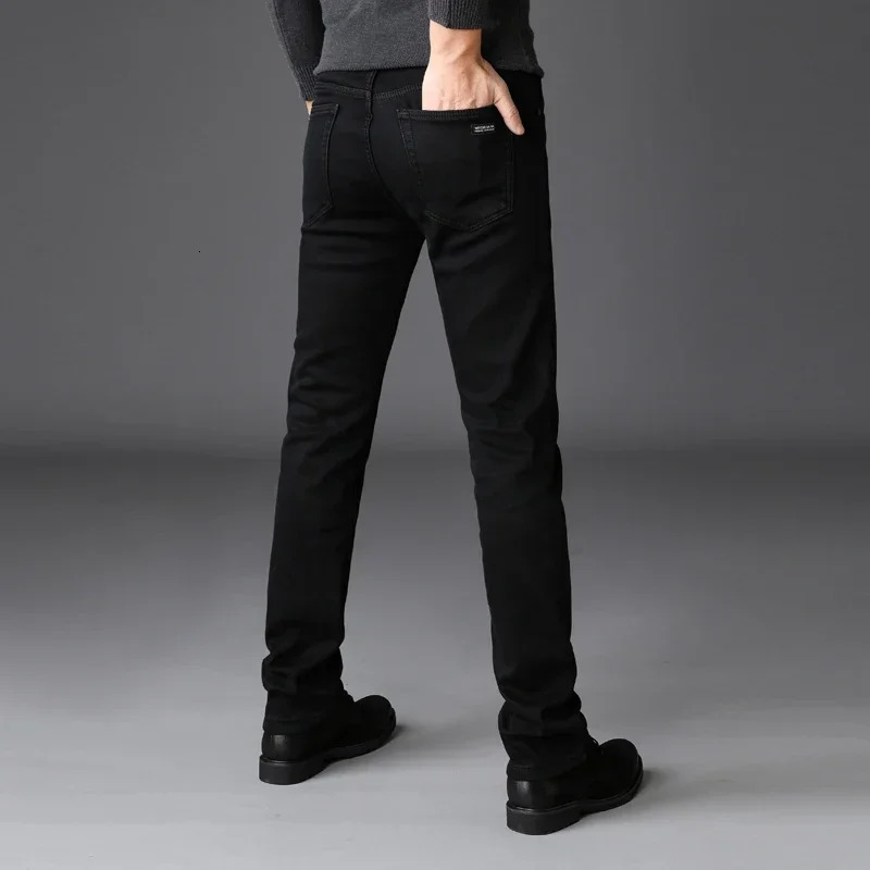 Autumn Mens Classic Black Jeans Stretch Slim Comfortable Denim Pants Fashion Business Casual Trousers Male Clothes 250210