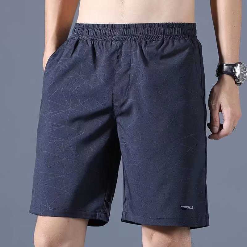 Summer thin ice silk casual sports shorts mens versatile quick drying five quarter pants loose fit straight leg W250212