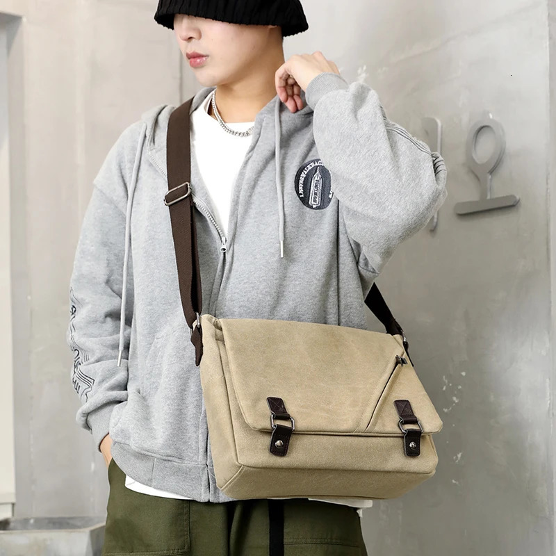 Male Bolsa Storage Bags Zipper Travel Leisure Briefcases Bag Cotton Canvas Handbag Holder Men Travel Shoulder Messenger Bag 250207