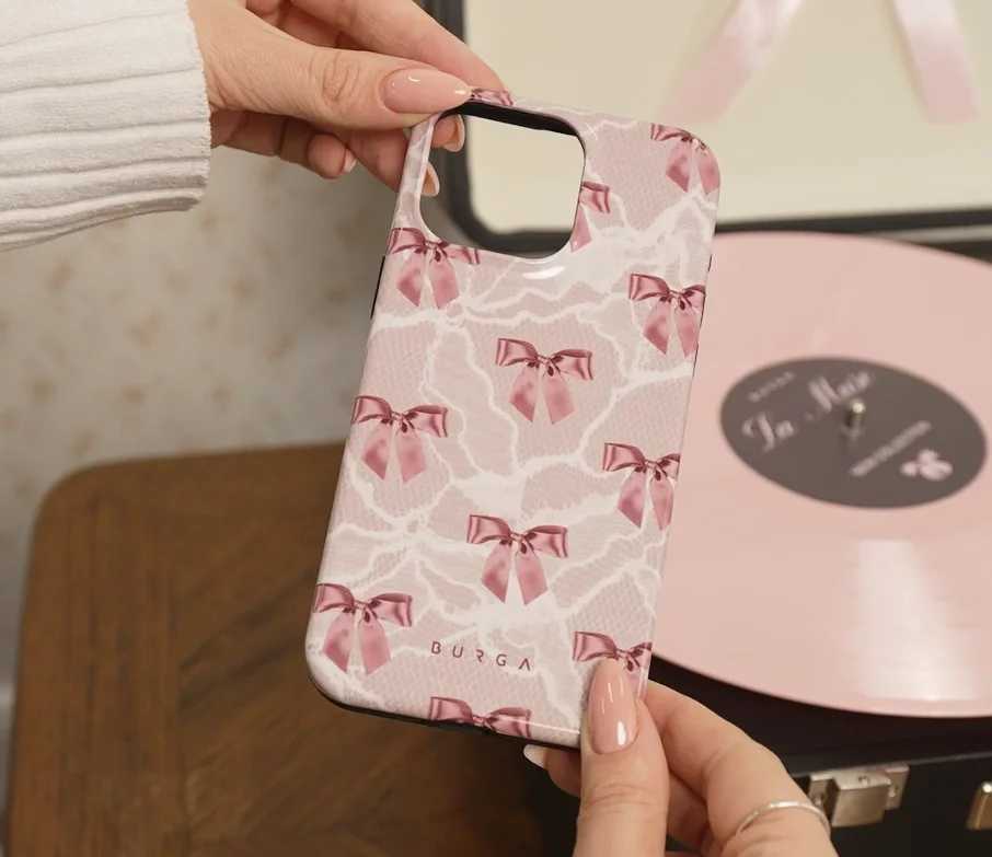 BURGA Cute Bows Phone Case for iPhone 16 15 14 13 12 11 Pro Max X XS XR XSMax 7 8 Plus Glossy Film Hard PC Cover Z250211