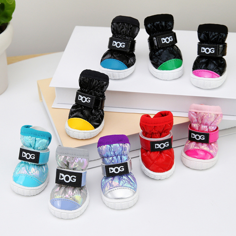 Dog Shoes for Cotton Shoes, Puppy Dog Boots Paw Protectors for Winter Snowy Day,Sole Thickened Wear Resistant, New Electroplated Colors, with Patent L